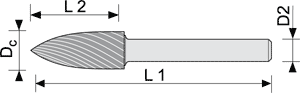 lime rotative carbure ogive - cut - schema