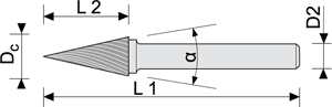 lime rotative carbure Cône pointu - cut - schema