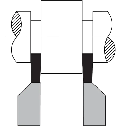 Outils de tour externe étroit droit  P20 dureté moyenne - cut - schema