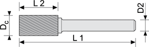 lime rotative carbure cylindrique bout plat sans coupe en bout - cut - schema