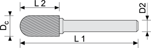 lime rotative carbure cylindrique bout arrondi - cut - schema