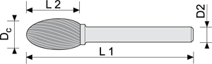 lime rotative carbure en forme de goutte - cut - schema